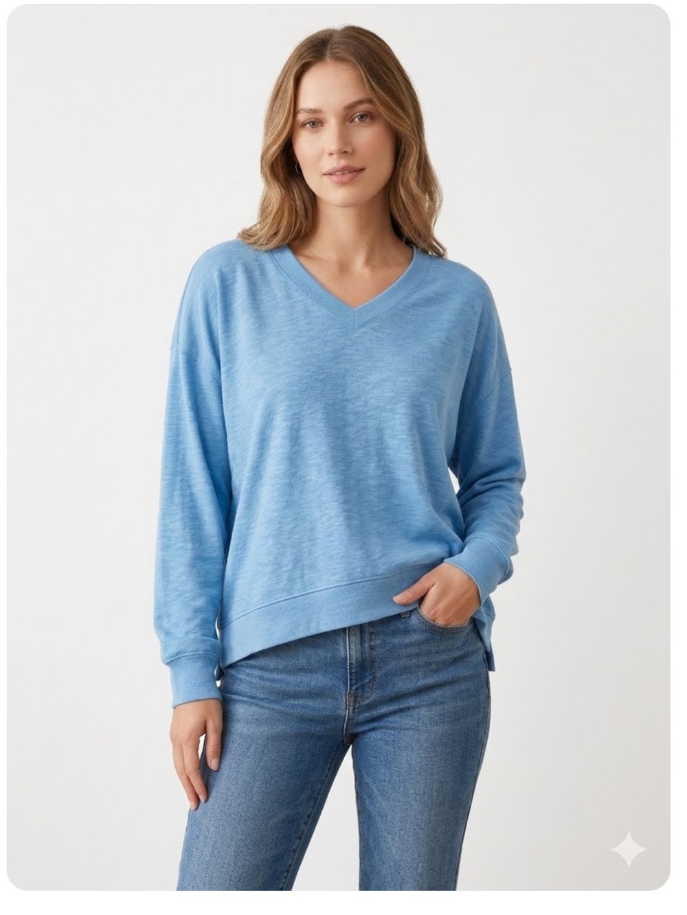 Colsie Women's V-Neck Sweater in Sky Blue